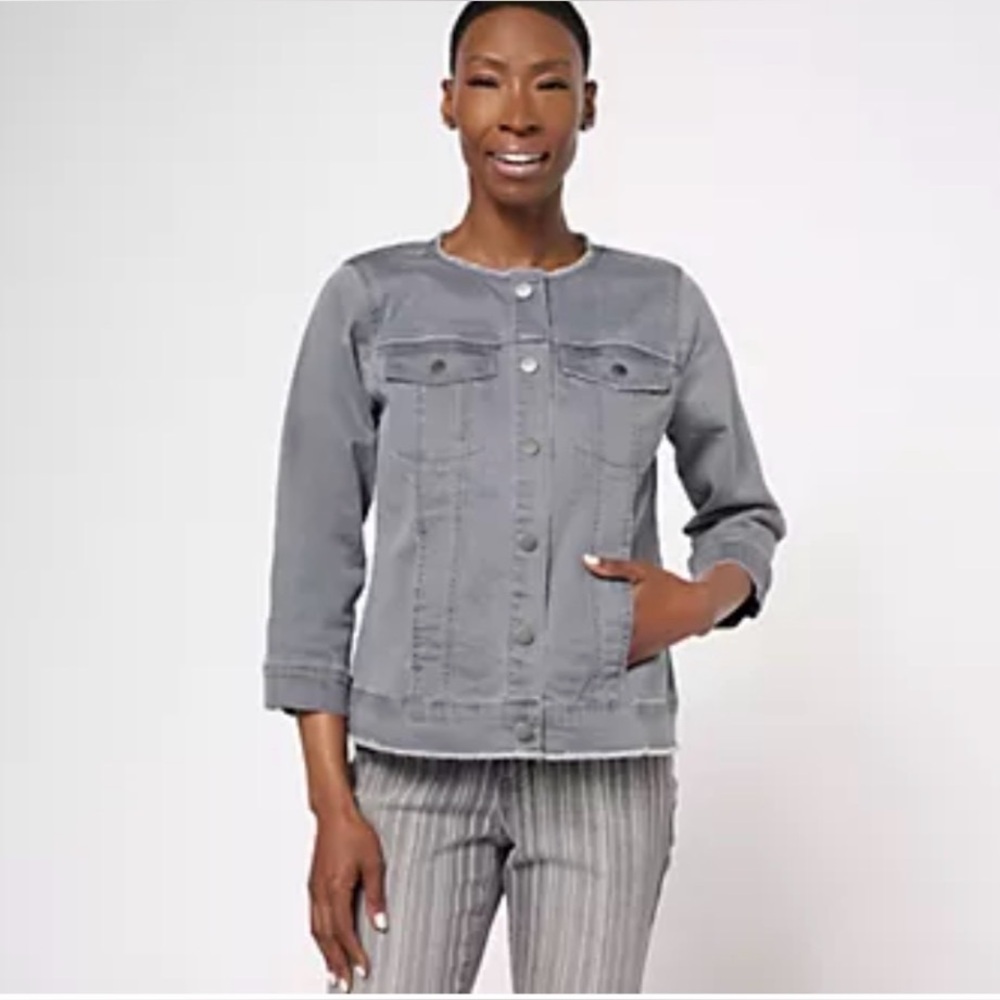 LOGO Lori Goldstein | Enzyme Wash | Stretch Twill | Jacket mousy greyish taupe